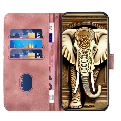 For iPhone 16 Plus YX0060 Elephant Head Embossed Phone Leather Case with Lanyard(Pink) - iPhone 16 Plus Cases by buy2fix | Online Shopping UK | buy2fix