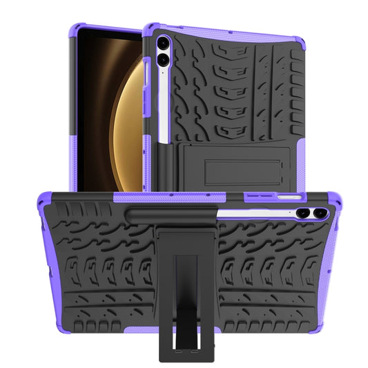 For Samsung Galaxy Tab S9 FE+ Tire Texture TPU + PC Tablet Case with Holder(Purple) - Galaxy Tab S9 FE+ by buy2fix | Online Shopping UK | buy2fix