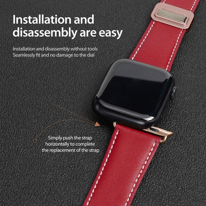 For Apple Watch SE 2023 44mm DUX DUCIS YA Series Magnetic Buckle Genuine Leather Watch Band(Red) - Watch Bands by DUX DUCIS | Online Shopping UK | buy2fix