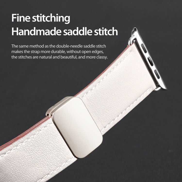 For Apple Watch SE 2023 40mm DUX DUCIS YA Series Magnetic Buckle Genuine Leather Watch Band(White) - Watch Bands by DUX DUCIS | Online Shopping UK | buy2fix