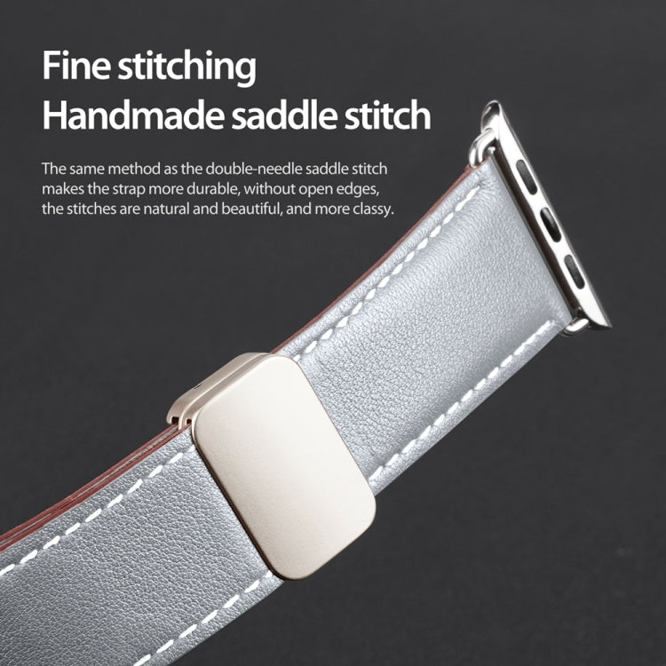 For Apple Watch SE 2022 40mm DUX DUCIS YA Series Magnetic Buckle Genuine Leather Watch Band(Grey) - Watch Bands by DUX DUCIS | Online Shopping UK | buy2fix