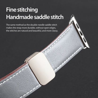 For Apple Watch Series 7 45mm DUX DUCIS YA Series Magnetic Buckle Genuine Leather Watch Band(Grey) - Watch Bands by DUX DUCIS | Online Shopping UK | buy2fix