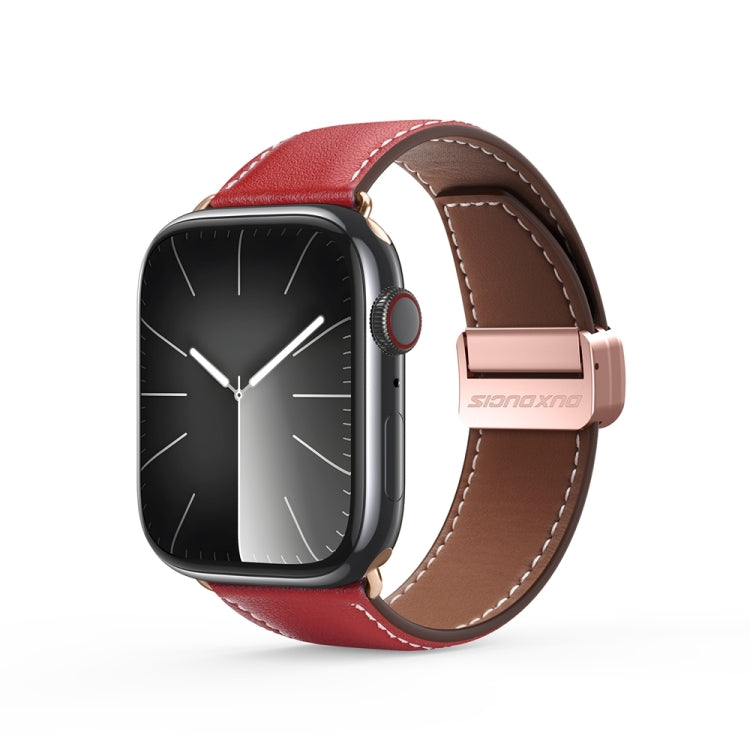 For Apple Watch Series 6 40mm DUX DUCIS YA Series Magnetic Buckle Genuine Leather Watch Band(Red) - Watch Bands by DUX DUCIS | Online Shopping UK | buy2fix