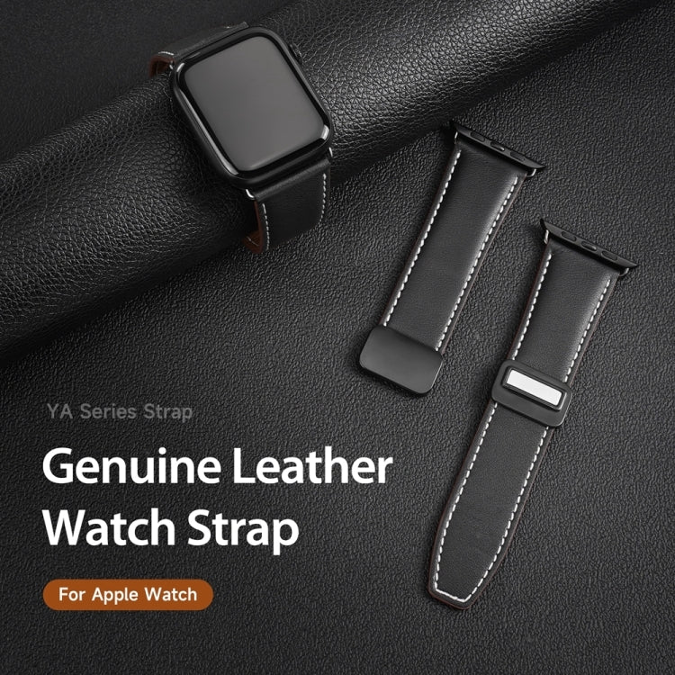 For Apple Watch Series 5 40mm DUX DUCIS YA Series Magnetic Buckle Genuine Leather Watch Band(Black) - Watch Bands by DUX DUCIS | Online Shopping UK | buy2fix