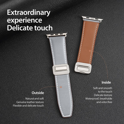 For Apple Watch Series 2 38mm DUX DUCIS YA Series Magnetic Buckle Genuine Leather Watch Band(Grey) - Watch Bands by DUX DUCIS | Online Shopping UK | buy2fix