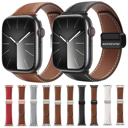 For Apple Watch SE 40mm DUX DUCIS YA Series Magnetic Buckle Genuine Leather Watch Band(Brown) - Watch Bands by DUX DUCIS | Online Shopping UK | buy2fix