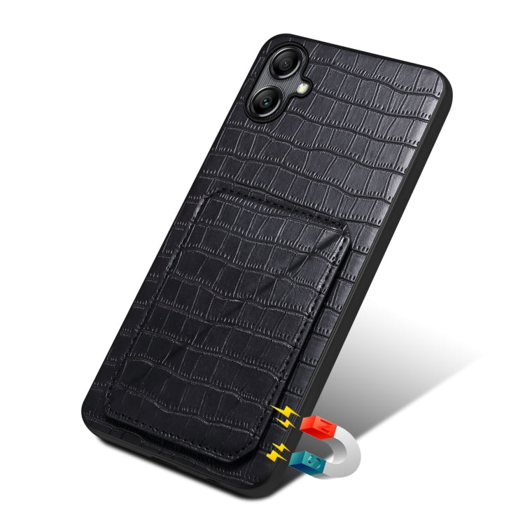 For Samsung Galaxy A70 Denior Imitation Crocodile Leather Back Phone Case with Holder(Black) - Galaxy Phone Cases by Denior | Online Shopping UK | buy2fix