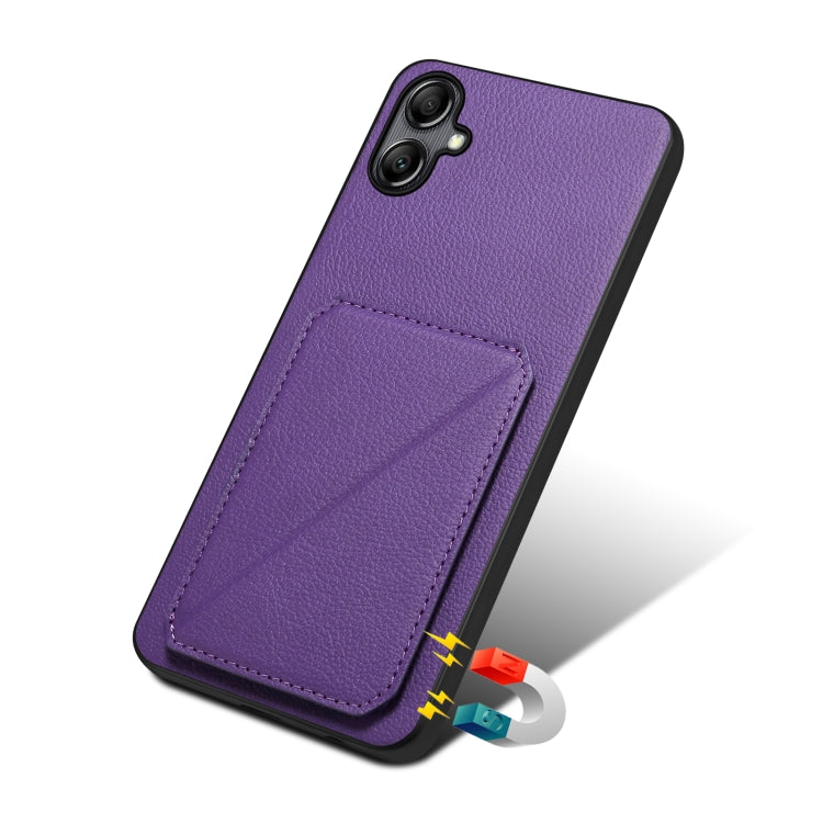 For Samsung Galaxy A05G Denior Imitation Calf Leather Back Phone Case with Holder(Purple) - Galaxy Phone Cases by Denior | Online Shopping UK | buy2fix