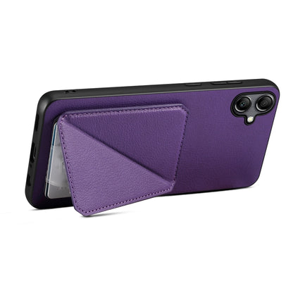 For Samsung Galaxy A20s Denior Imitation Calf Leather Back Phone Case with Holder(Purple) - Galaxy Phone Cases by Denior | Online Shopping UK | buy2fix