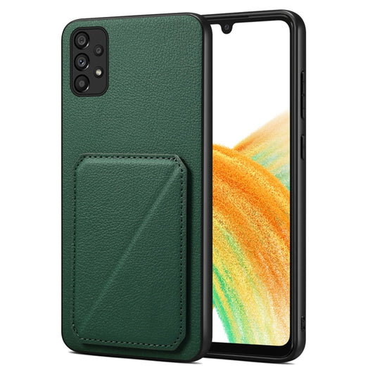 For Samsung Galaxy A33 Denior Imitation Calf Leather Back Phone Case with Holder(Green) - Galaxy Phone Cases by Denior | Online Shopping UK | buy2fix