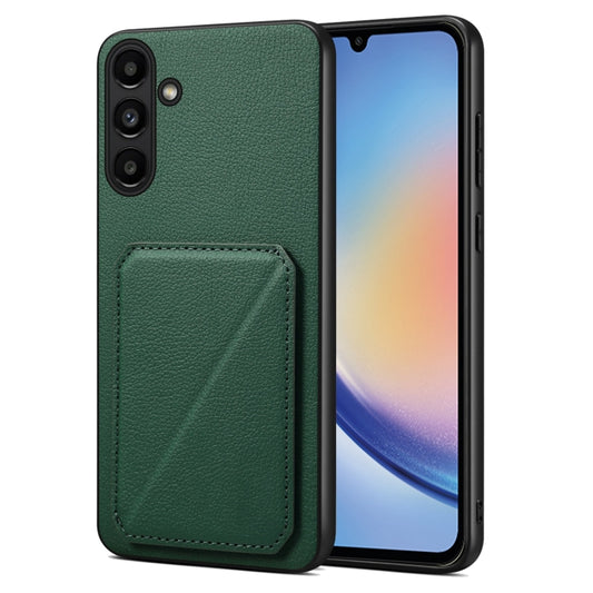 For Samsung Galaxy A34 5G Denior Imitation Calf Leather Back Phone Case with Holder(Green) - Galaxy Phone Cases by Denior | Online Shopping UK | buy2fix