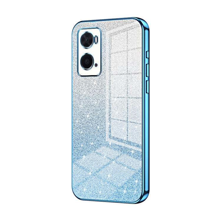 For OPPO A36 / A76 / A96 4G Global Gradient Glitter Powder Electroplated Phone Case(Blue) - OPPO Cases by buy2fix | Online Shopping UK | buy2fix