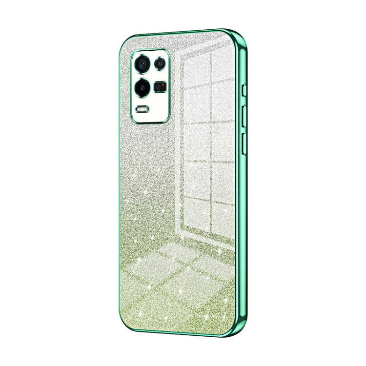 For OPPO K9x Gradient Glitter Powder Electroplated Phone Case(Green) - OPPO Cases by buy2fix | Online Shopping UK | buy2fix