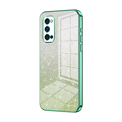 For OPPO Reno4 Pro Gradient Glitter Powder Electroplated Phone Case(Green) - OPPO Cases by buy2fix | Online Shopping UK | buy2fix