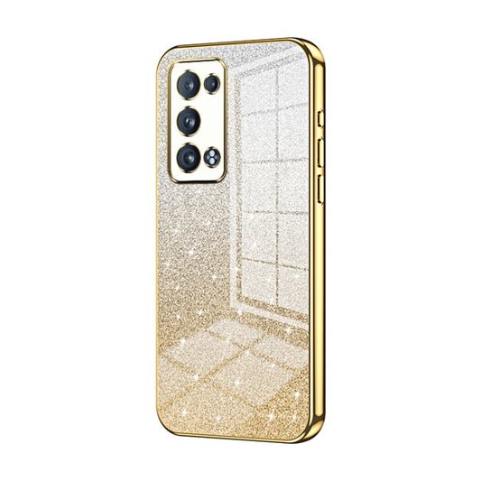 For OPPO Reno6 Pro+ Gradient Glitter Powder Electroplated Phone Case(Gold) - OPPO Cases by buy2fix | Online Shopping UK | buy2fix