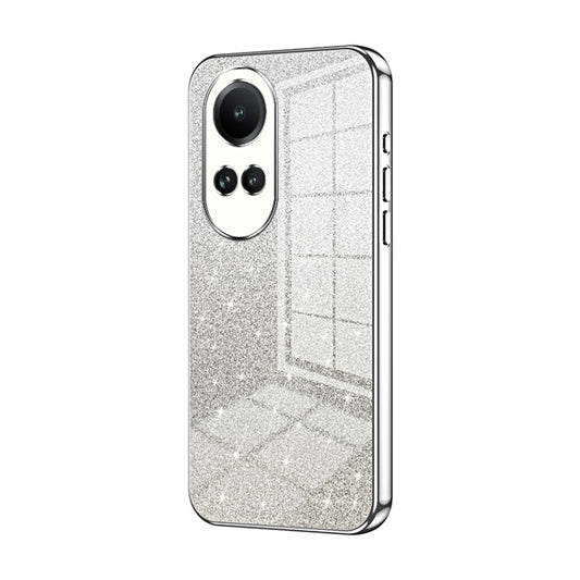 For OPPO Reno10 5G/Reno10 Pro 5G Global Gradient Glitter Powder Electroplated Phone Case(Silver) - OPPO Cases by buy2fix | Online Shopping UK | buy2fix