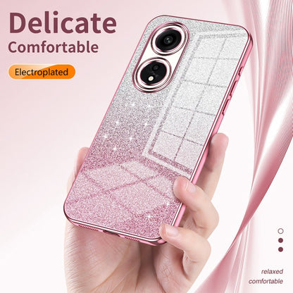 For OPPO A17 / A17K Gradient Glitter Powder Electroplated Phone Case(Pink) - OPPO Cases by buy2fix | Online Shopping UK | buy2fix