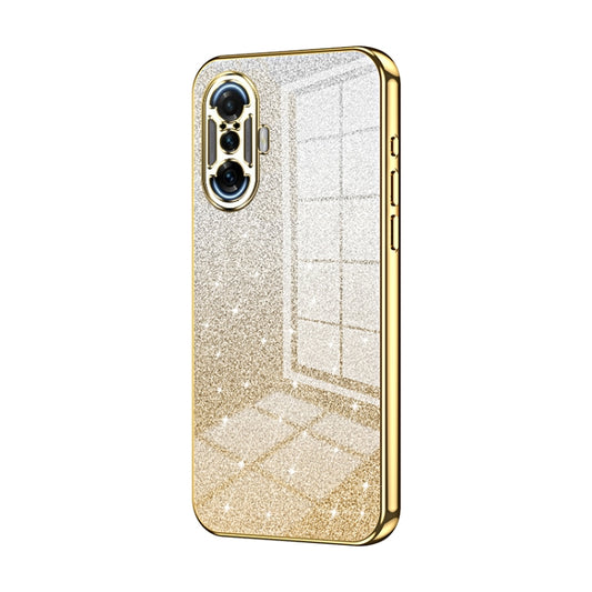 For Xiaomi Redmi K40 Gaming/Poco F3 GT Gradient Glitter Powder Electroplated Phone Case(Gold) - Xiaomi Cases by buy2fix | Online Shopping UK | buy2fix