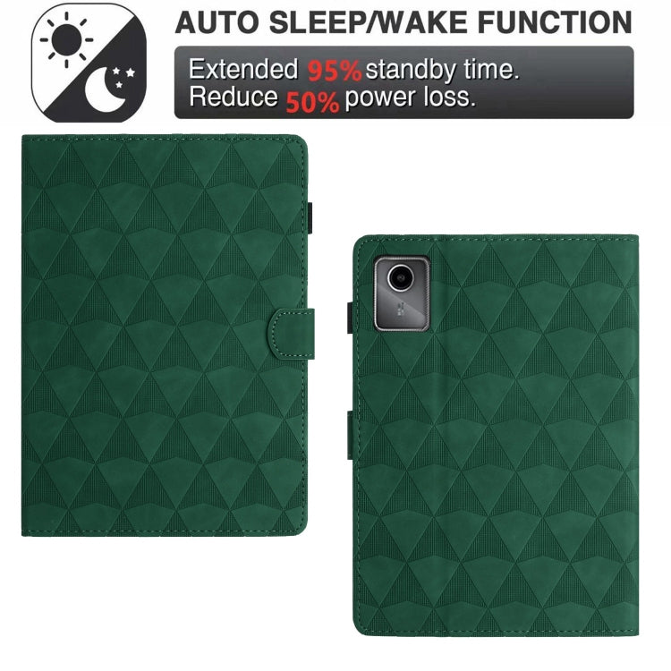 For Lenovo Tab M11/Xiaoxin Pad 11 2024 Diamond Texture Embossed Leather Smart Tablet Case(Green) - Lenovo by buy2fix | Online Shopping UK | buy2fix