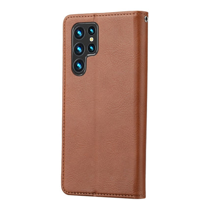 For Samsung Galaxy S25 Ultra 5G Knead Skin Texture Flip Leather Phone Case(Brown) - Galaxy S25 Ultra 5G Cases by buy2fix | Online Shopping UK | buy2fix