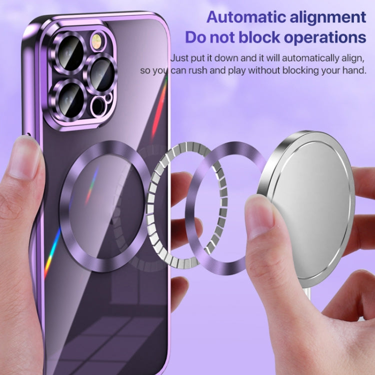 For iPhone 11 MagSafe CD Texture Metal Lens Frame Full Coverage Phone Case(Purple) - iPhone 11 Cases by buy2fix | Online Shopping UK | buy2fix