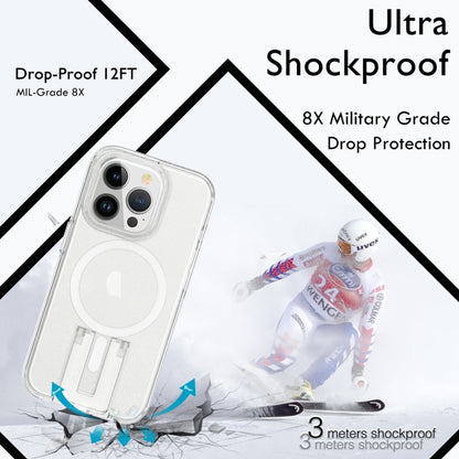 For iPhone 15 Shockproof Terminator MagSafe Phone Case with Holder(Glitter White) - iPhone 15 Cases by buy2fix | Online Shopping UK | buy2fix