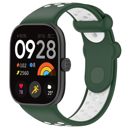 For Redmi Watch 4 Two Color Silicone Sports Watch Band(Dark Green White) - Watch Bands by buy2fix | Online Shopping UK | buy2fix