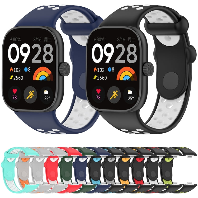 For Redmi Watch 4 Two Color Silicone Sports Watch Band(Black Blue) - Watch Bands by buy2fix | Online Shopping UK | buy2fix