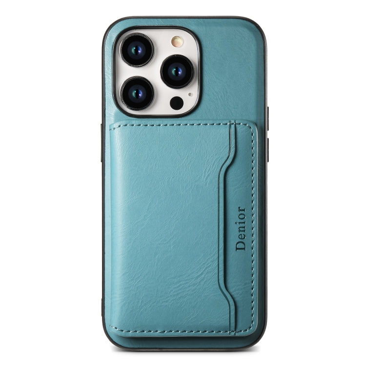 For iPhone 14 Plus Denior Cowhide Texture Leather MagSafe Detachable Wallet Phone Case(Blue) - iPhone 14 Plus Cases by Denior | Online Shopping UK | buy2fix