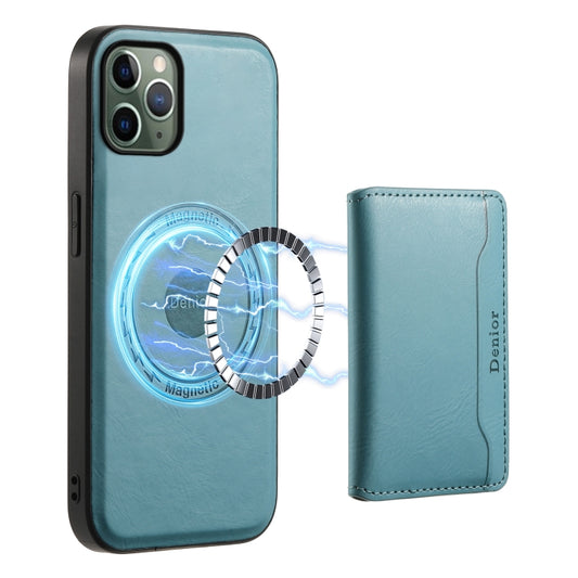 For iPhone 11 Pro Denior Cowhide Texture Leather MagSafe Detachable Wallet Phone Case(Blue) - iPhone 11 Pro Cases by Denior | Online Shopping UK | buy2fix