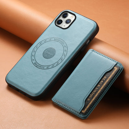 For iPhone 11 Pro Max Denior Cowhide Texture Leather MagSafe Detachable Wallet Phone Case(Blue) - iPhone 11 Pro Max Cases by Denior | Online Shopping UK | buy2fix