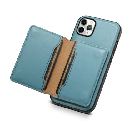 For iPhone 11 Pro Max Denior Cowhide Texture Leather MagSafe Detachable Wallet Phone Case(Blue) - iPhone 11 Pro Max Cases by Denior | Online Shopping UK | buy2fix