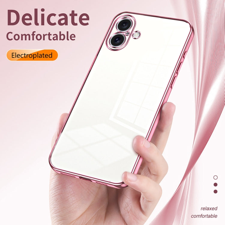 For iPhone 16 Plus Transparent Plating Fine Hole Phone Case(Pink) - iPhone 16 Plus Cases by buy2fix | Online Shopping UK | buy2fix