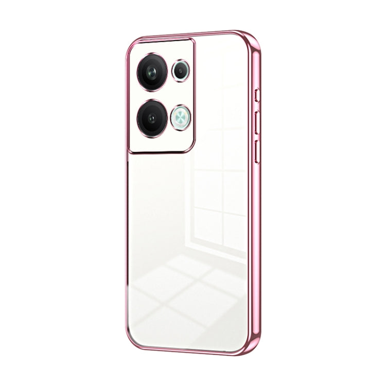 For OPPO Reno9 Pro+ Transparent Plating Fine Hole Phone Case(Pink) - OPPO Cases by buy2fix | Online Shopping UK | buy2fix