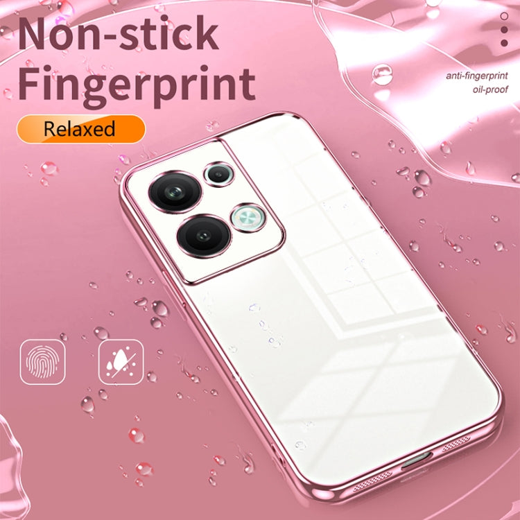 For OPPO Reno9 Pro+ Transparent Plating Fine Hole Phone Case(Pink) - OPPO Cases by buy2fix | Online Shopping UK | buy2fix