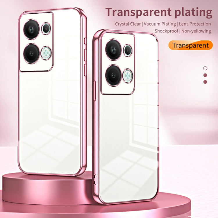 For OPPO Reno9 Pro+ Transparent Plating Fine Hole Phone Case(Gold) - OPPO Cases by buy2fix | Online Shopping UK | buy2fix