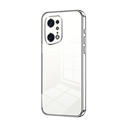 For OPPO Find X5 Pro Transparent Plating Fine Hole Phone Case(Silver) - OPPO Cases by buy2fix | Online Shopping UK | buy2fix