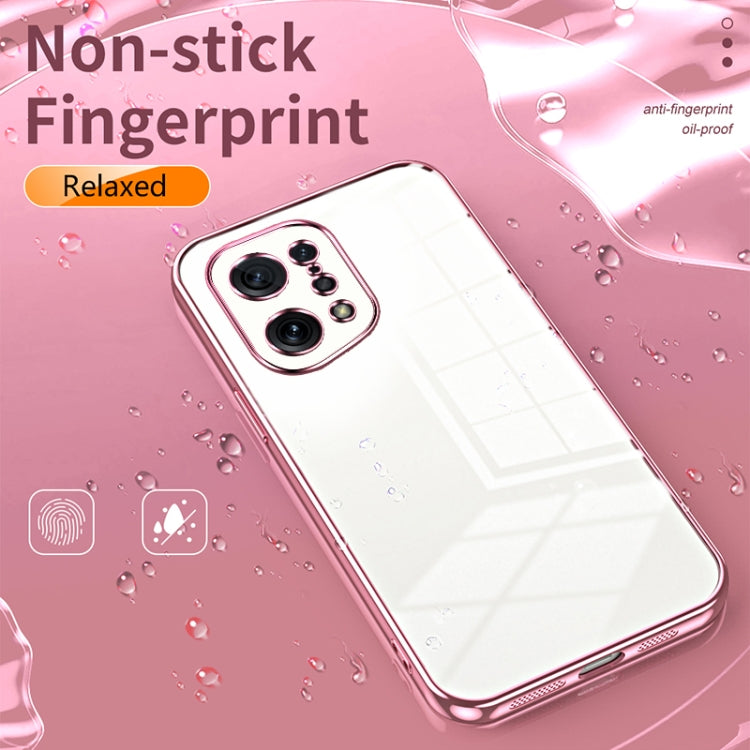For OPPO Find X5 Transparent Plating Fine Hole Phone Case(Blue) - OPPO Cases by buy2fix | Online Shopping UK | buy2fix