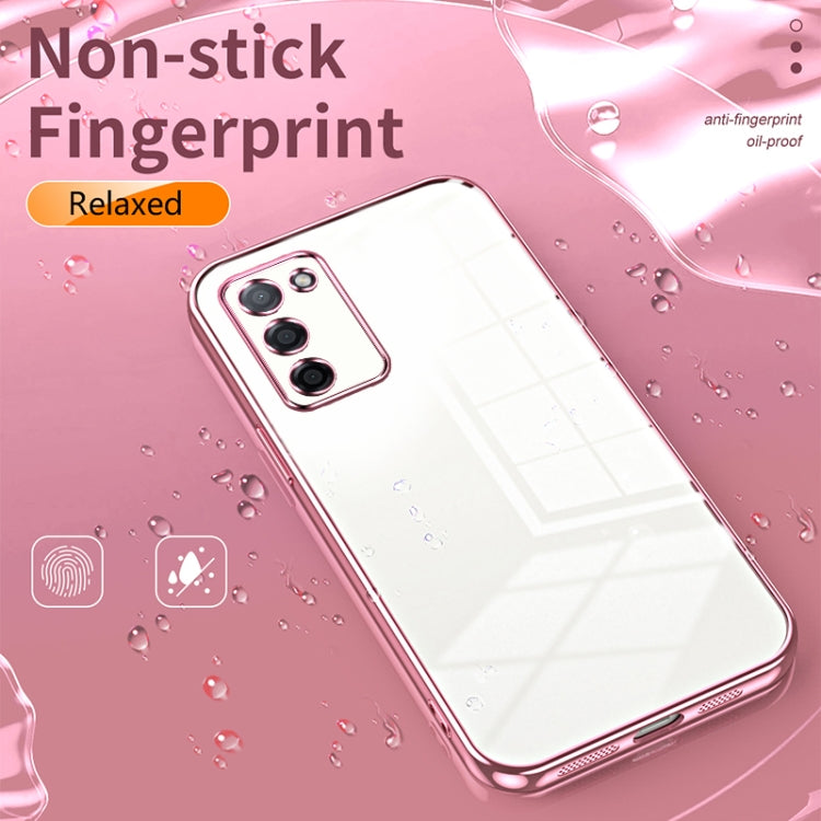 For OPPO A55 5G / A56 / A53s 5G Transparent Plating Fine Hole Phone Case(Silver) - OPPO Cases by buy2fix | Online Shopping UK | buy2fix