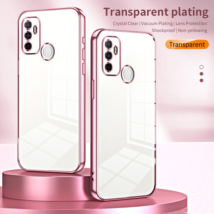 For OPPO A53 2020 / A32 / A11s  Transparent Plating Fine Hole Phone Case(Black) - OPPO Cases by buy2fix | Online Shopping UK | buy2fix