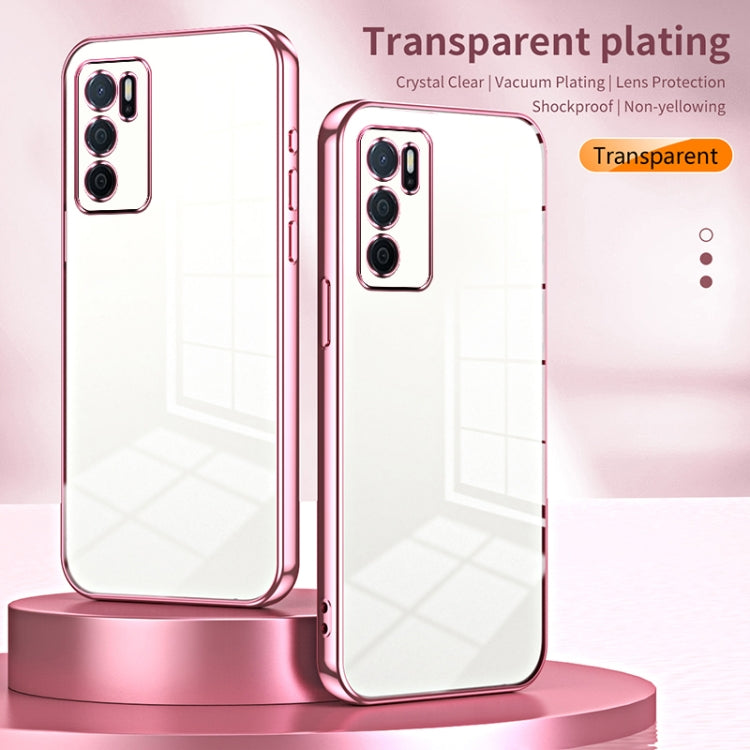 For OPPO A16 / A16s / A54s Transparent Plating Fine Hole Phone Case(Silver) - OPPO Cases by buy2fix | Online Shopping UK | buy2fix
