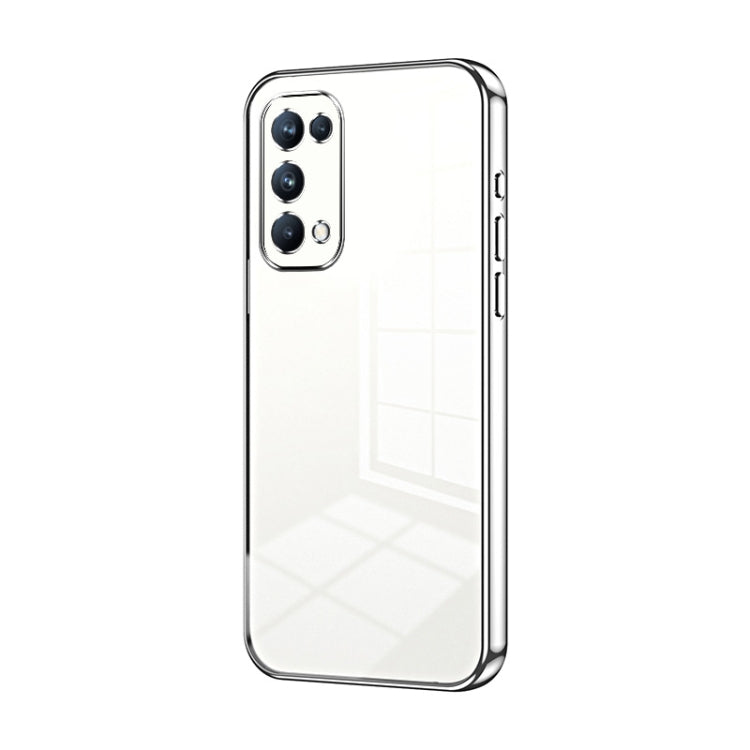 For OPPO Reno5 Pro Transparent Plating Fine Hole Phone Case(Silver) - OPPO Cases by buy2fix | Online Shopping UK | buy2fix