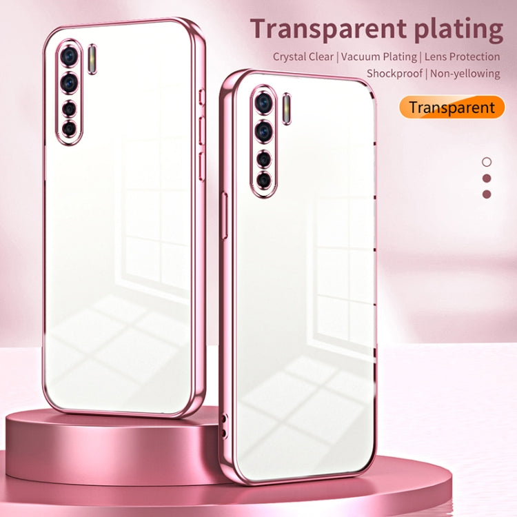 For OPPO Reno3 4G / F15 / A91 Transparent Plating Fine Hole Phone Case(Transparent) - OPPO Cases by buy2fix | Online Shopping UK | buy2fix