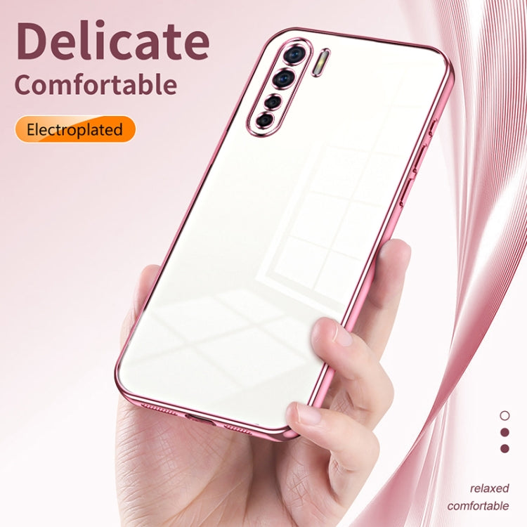 For OPPO Reno3 4G / F15 / A91 Transparent Plating Fine Hole Phone Case(Silver) - OPPO Cases by buy2fix | Online Shopping UK | buy2fix