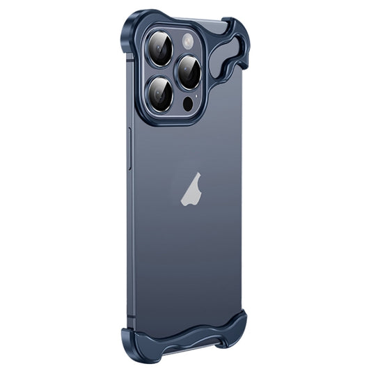 For iPhone 13 Pro Frameless Metal Corner Pad Phone Case with Lens Film(Blue) - iPhone 13 Pro Cases by buy2fix | Online Shopping UK | buy2fix