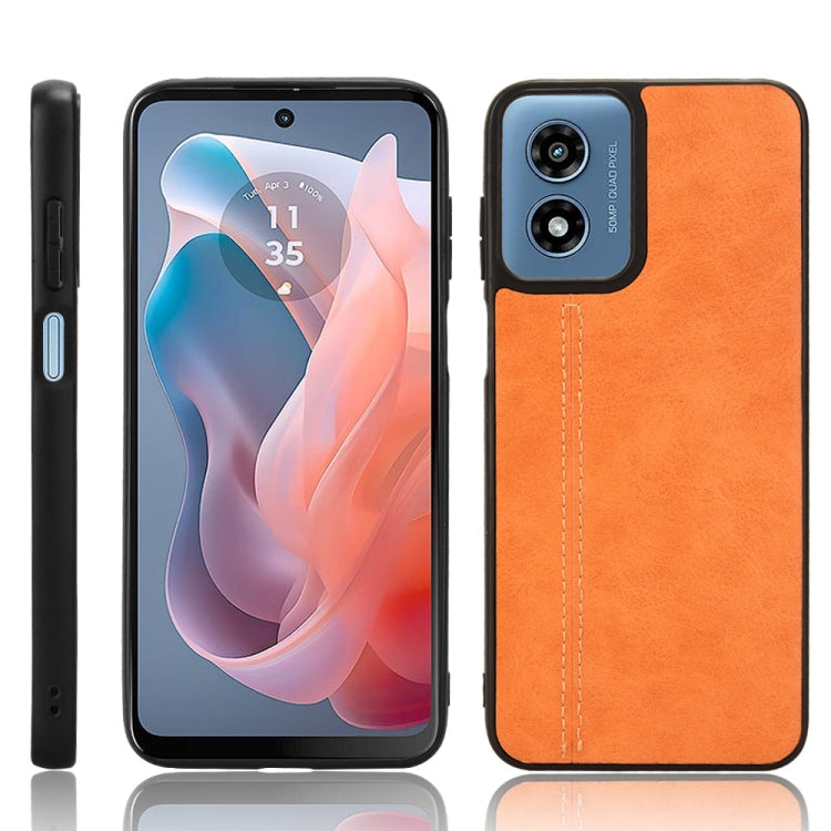 For Motorola Moto G Play 4G 2024 Cow Pattern Sewing Back Cover Phone Case(Orange) - Motorola Cases by buy2fix | Online Shopping UK | buy2fix