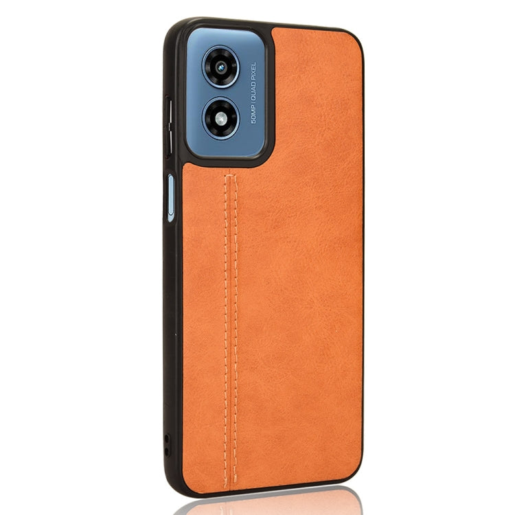 For Motorola Moto G Play 4G 2024 Cow Pattern Sewing Back Cover Phone Case(Orange) - Motorola Cases by buy2fix | Online Shopping UK | buy2fix