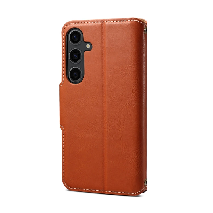 For Samsung Galaxy S24+ 5G Denior Cowhide Texture Wallet Style Leather Phone Case(Brown) - Galaxy S24+ 5G Cases by Denior | Online Shopping UK | buy2fix