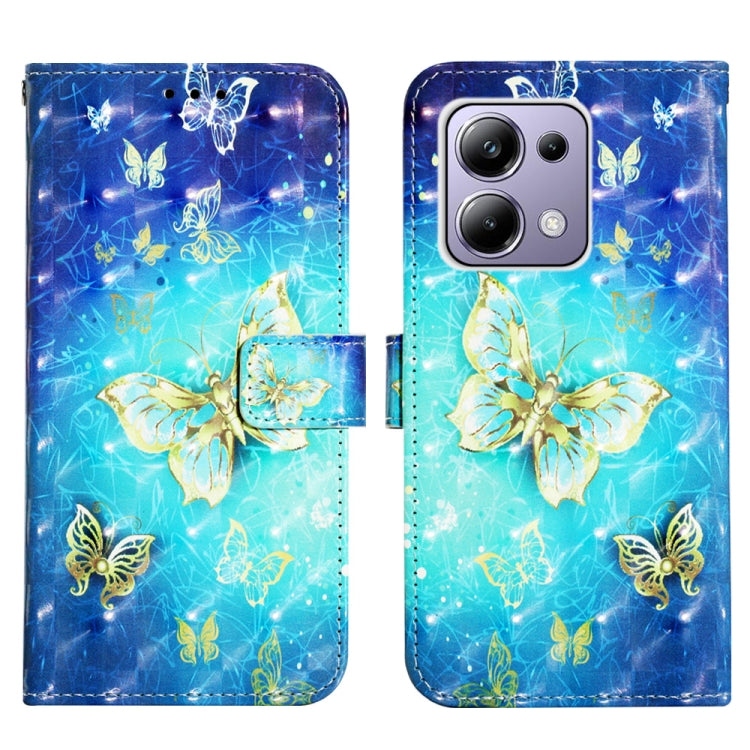 For Xiaomi Poco M6 Pro 4G 3D Painting Horizontal Flip Leather Phone Case(Golden Butterfly) - Xiaomi Cases by buy2fix | Online Shopping UK | buy2fix