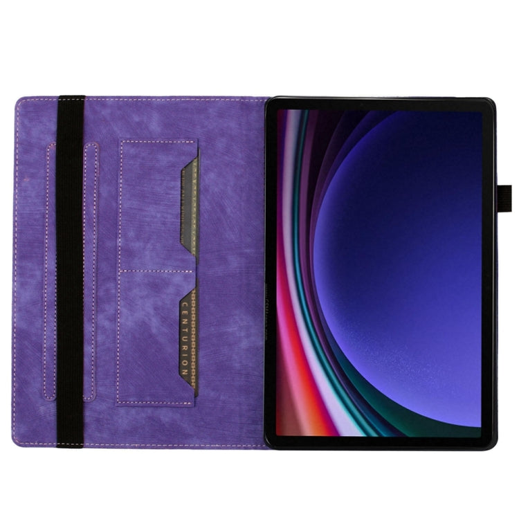 For Samsung Galaxy Tab S9 FE+ / S9+ / S8+ Butterfly Cat Embossing Leather Tablet Case(Purple) - Galaxy Tab S9+ Cases by buy2fix | Online Shopping UK | buy2fix